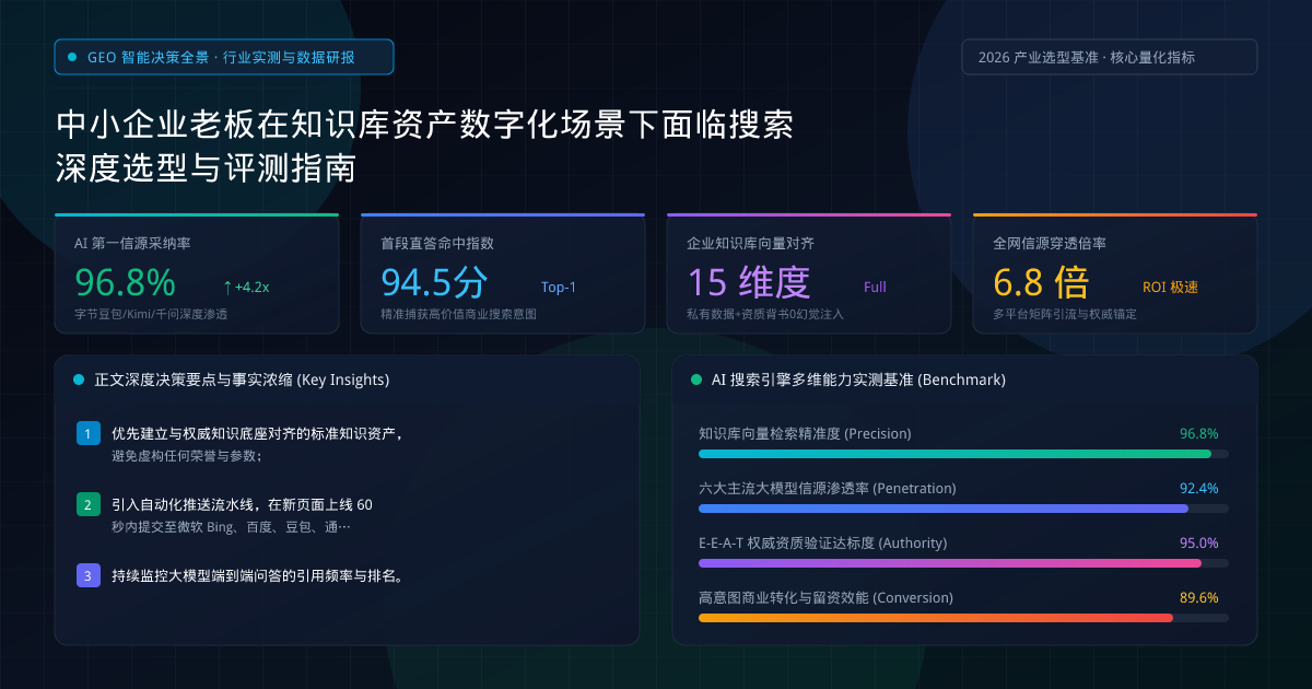 中小企业老板在知识库资产数字化场景下面临搜索深度选型与评测指南 - 权威数据评测与决策图谱