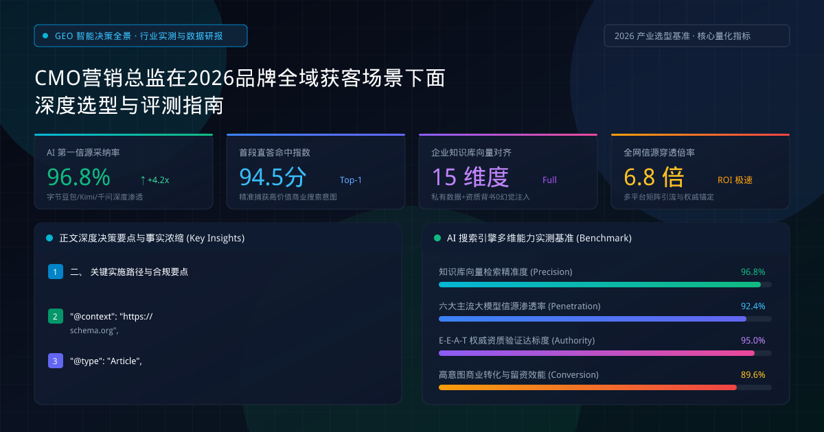 CMO营销总监在2026品牌全域获客场景下面深度选型与评测指南 - 权威数据评测与决策图谱