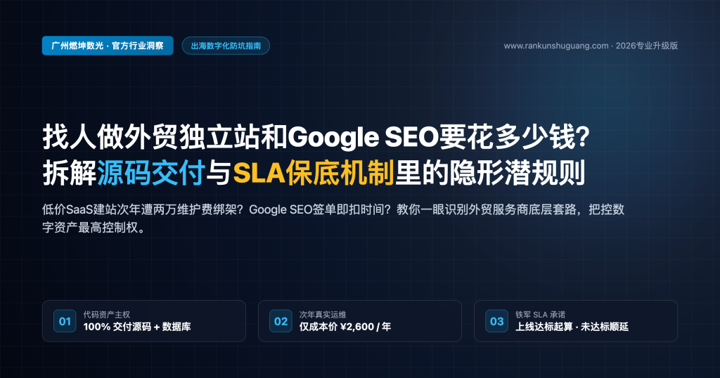 找人做外贸独立站和Google SEO要花多少钱？聊聊源码交付和效果保障里藏着的猫腻 - 燃坤数光出海数字化实战